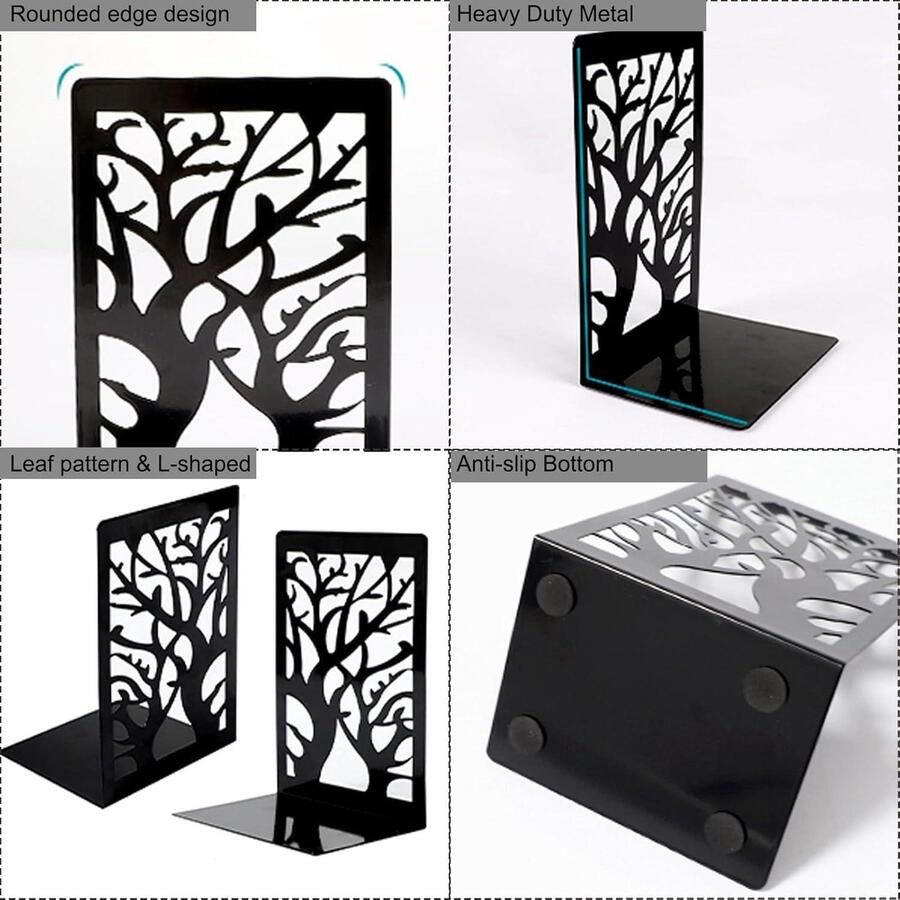 Boekensteunen Metaal Decoratieve Boekenhouders Antislip Boekenstoppers Thuis Kantoor Bibliotheek School Wit boekensteun