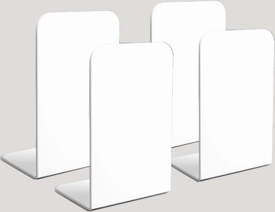 Boekensteunen metaal wit 4 stuks boekenstandaard voor leesstandaard muziekstandaard boekensteunen voor kantoor school thuis bibliotheek (wit-a)