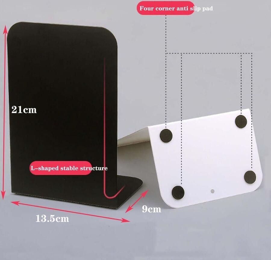 Boekensteunen metaal zwart 4 stuks antislip kantoor school thuis bibliotheek HTML content Boekaccessoires boekensteun