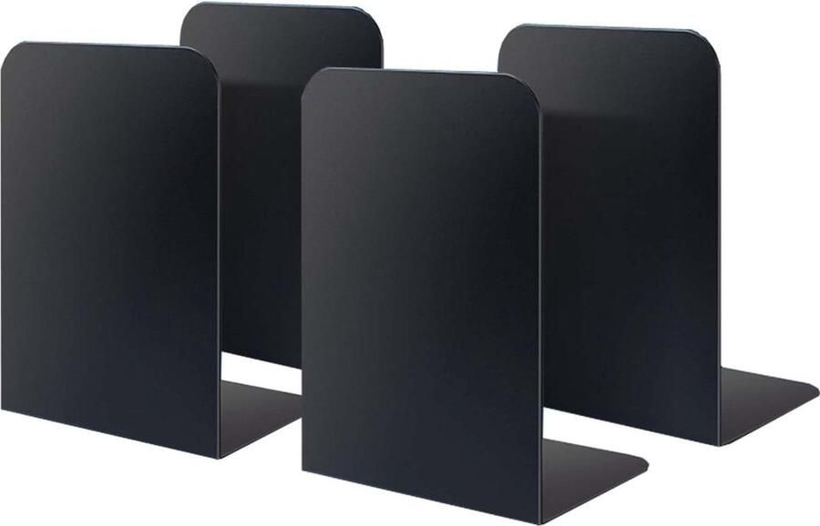 Boekensteunen metaal zwart 4 stuks boekenstandaard voor kantoor school thuis bibliotheek book ends
