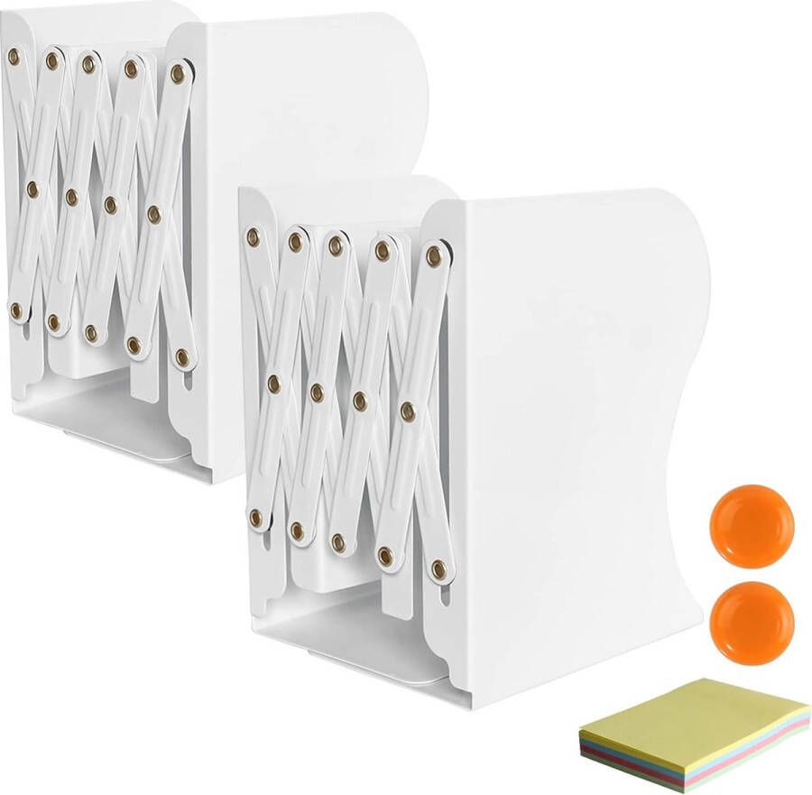 Boekensteunen Metalen Boekensteunen Set van 2 Boekhouders Verstelbare Boekensteunen Boekensteun voor Plank Metalen Witte Boekensteunen voor Bureau Uitbreidbaar tot 49 8 cm