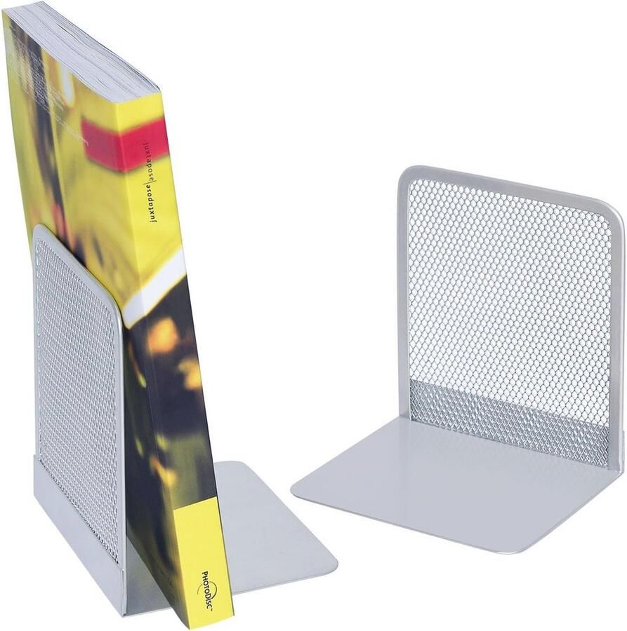 Boekensteunen Office set van 2 Draadmetaal Zilver voor een opgeruimd bureau