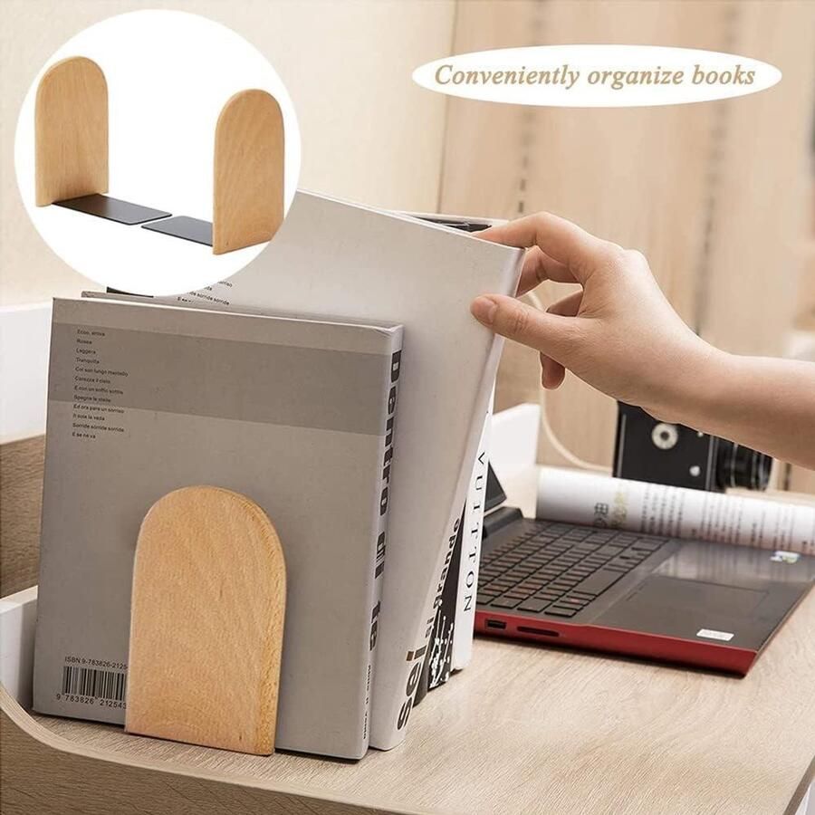 Boekensteunen van hout voor thuis kantoor en school Antislip boekenstopper met ronde kop in groot formaat. Ideale zware boekhouders voor bibliotheek