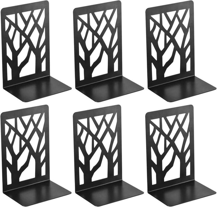 Boekensteunen van metaal set van 3 Boekenhouder voor keuken kantoor en school Zwarte boekenstopper Onzichtbare boekenkast Bibliotheekaccessoire met zoektermen metaal en boekenhouder