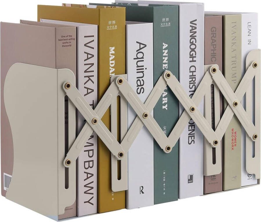 Boekensteunen Verstelbaar Uitbreidbaar Metaal Kinderboekenstandaard Tijdschriftenmap Antislipboekenhouder voor keuken kantoor school bibliotheek (niet-recht wit)