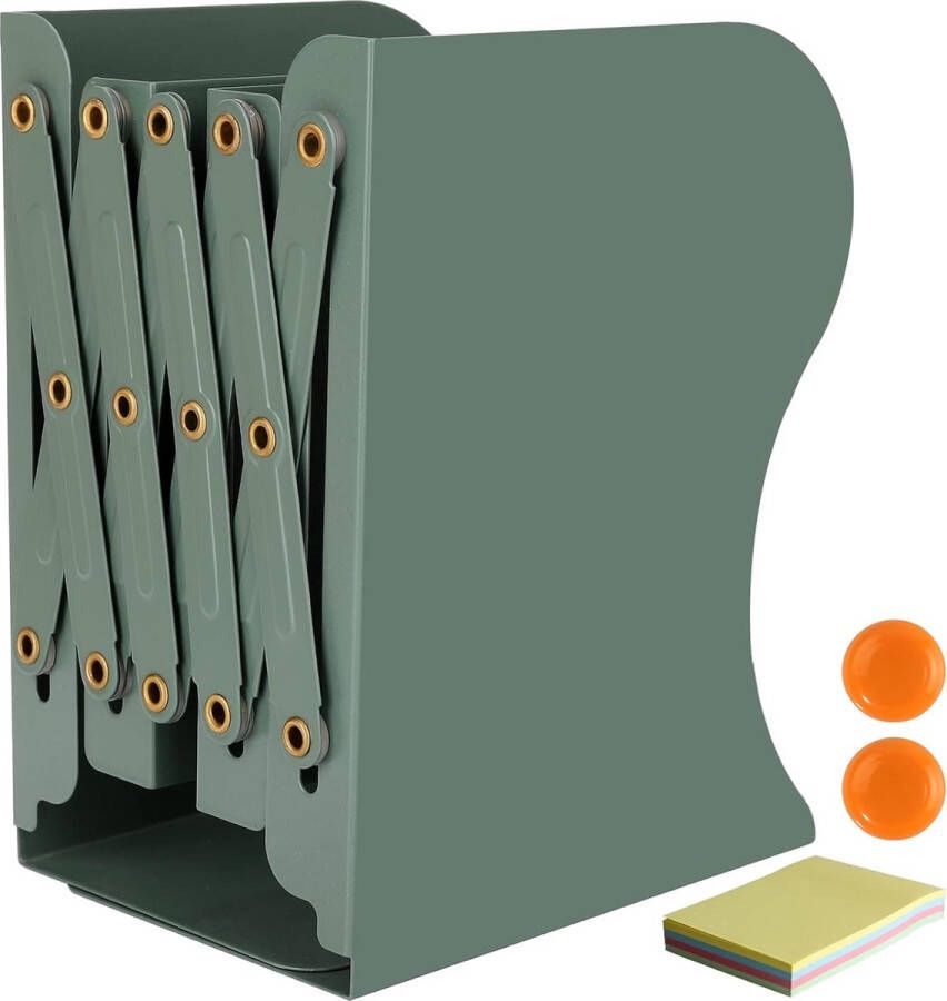Boekensteunen Verstelbare boekensteunen Metalen boekensteunen Uitbreidbare boekenhouder Boeksteun voor plank Groene metalen boekensteunen voor bureau Uitbreidbaar tot 49 8 cm (Verpakking van 1)