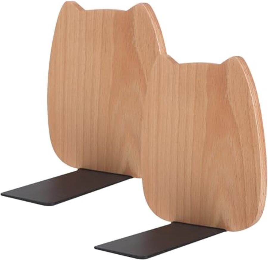 Boekensteunen voor Boekenkast 2 Stuks Houten L-vormige Steunen met Antislip Onderkant