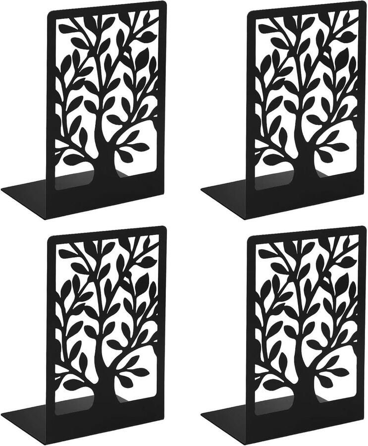 Boekensteunen voor Boekenkast Antislip Metaal 4 Stuks Zwart