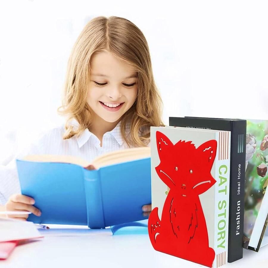 Boekensteunen voor kinderboeken Made in Italy Vos-design Decoratieve metalen boekensteunen voor kinderkamer Thuis school bureau Kleurrijke boekensteunen voor kindermotieven HTML content toegevoegd boeksteun