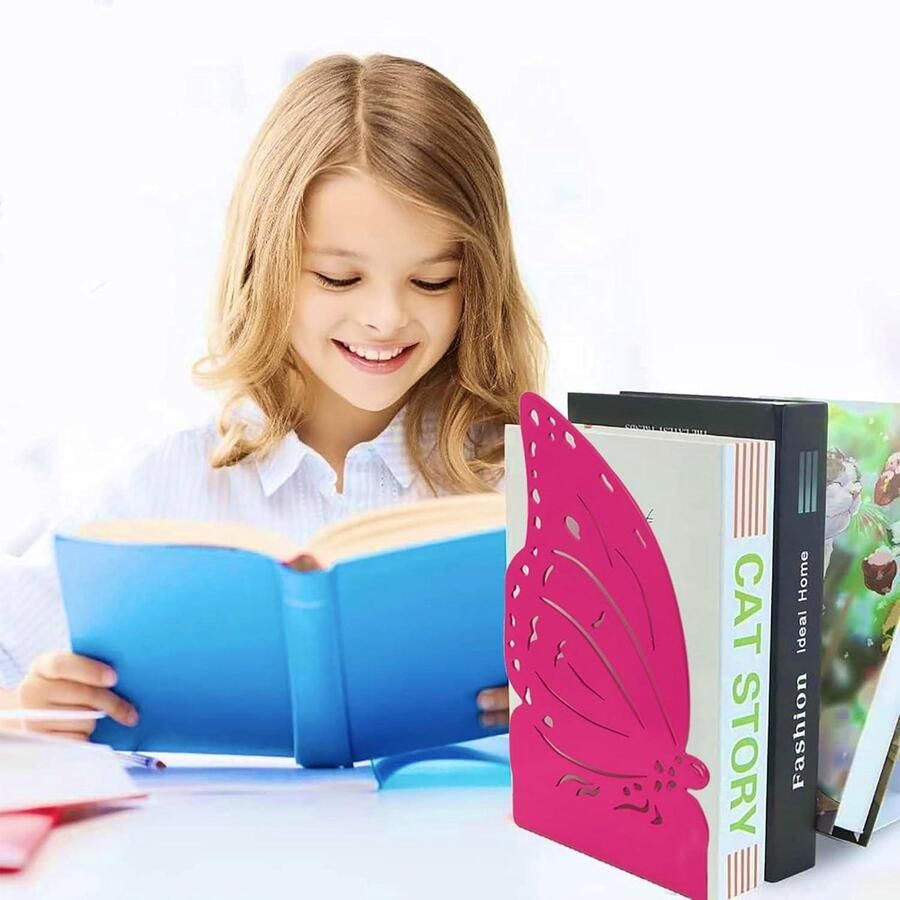 Boekensteunen voor kinderboeken vlinder design set van 2 Made in Italy metaal decoratief kinderkamer school thuis bureau planken boekensteunen kinderen boeksteun