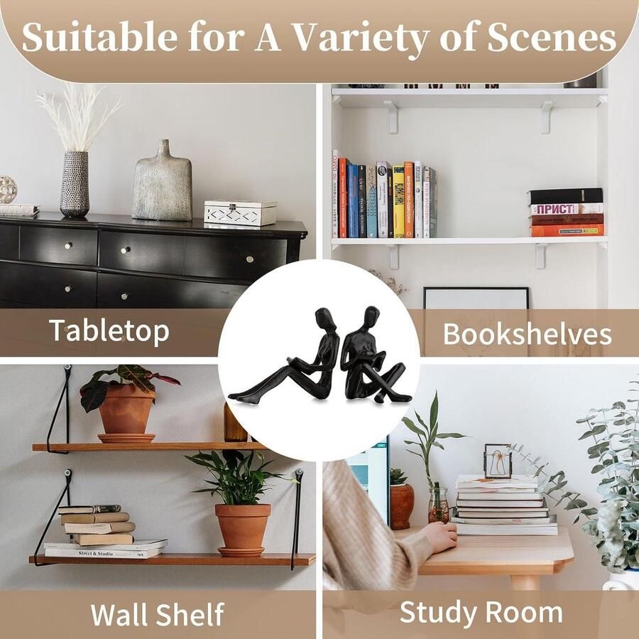 Boekenuiteinden voor planken decoratieve gietijzeren boekensteunen voor zware boeken lezen paar boekenkasten decoratieve objecten metaal modern standbeeld boek stopper sculptuur cadeau design accessoires woninginrichting