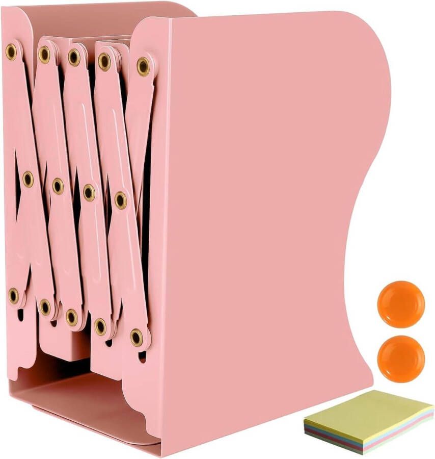 Boeksteun boekensteunen metalen boekensteun 1 stuk boekenhouder verstelbare boekensteun voor plank boekensteunen metaal roze voor bureau uittrekbaar tot 49 8 cm