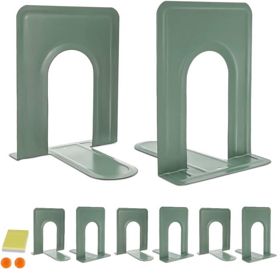 Boeksteun boekhouder boekensteunen van metaal boekensteunen boekenstandaard voor kinderen boekenstandaard boekenkast 4 paar (8 stuks) groen 17 x 12 x 15 cm