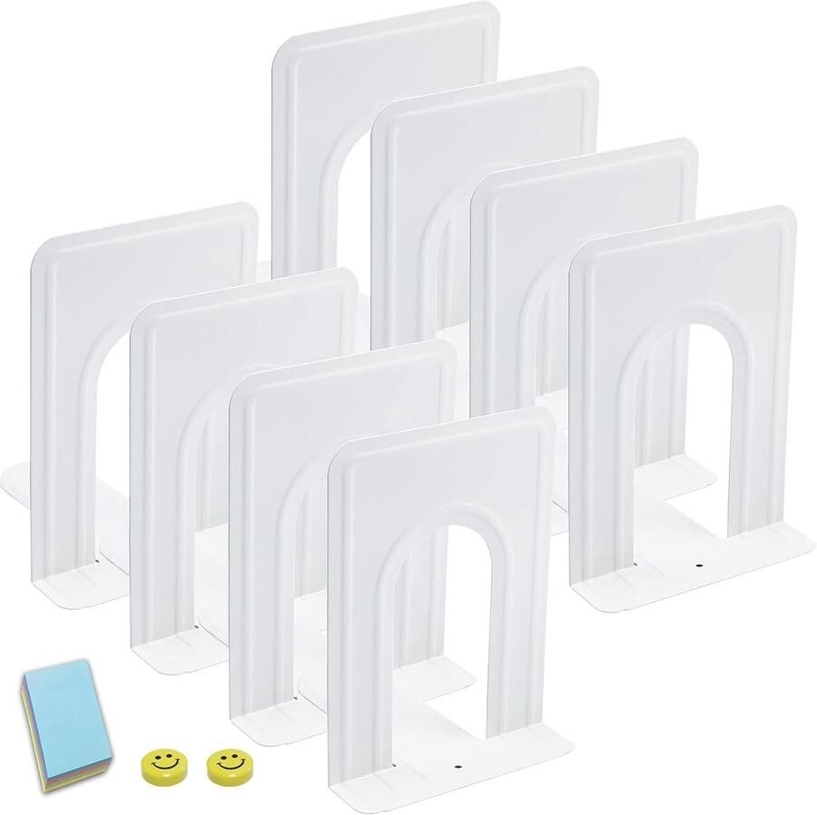Boeksteun boekhouder boekensteunen van metaal boekensteunen boekenstandaard voor kinderen boekenstandaard boekenkast 4 paar (8 stuks) wit 19 x 12 x 15 cm