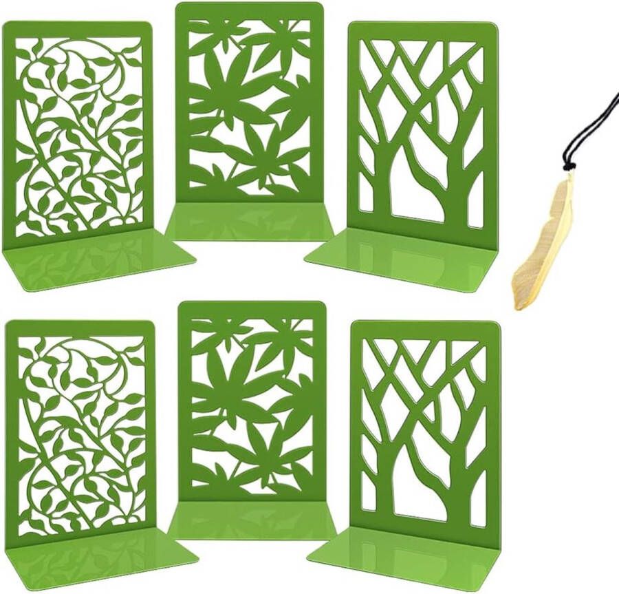 Boeksteunen boekensteun van metaal boekenhouder plank boekenleggers inbegrepen boekenhouder cd-dvd-maphouder voor bureau thuiskantoor kinderen 3 paar groen