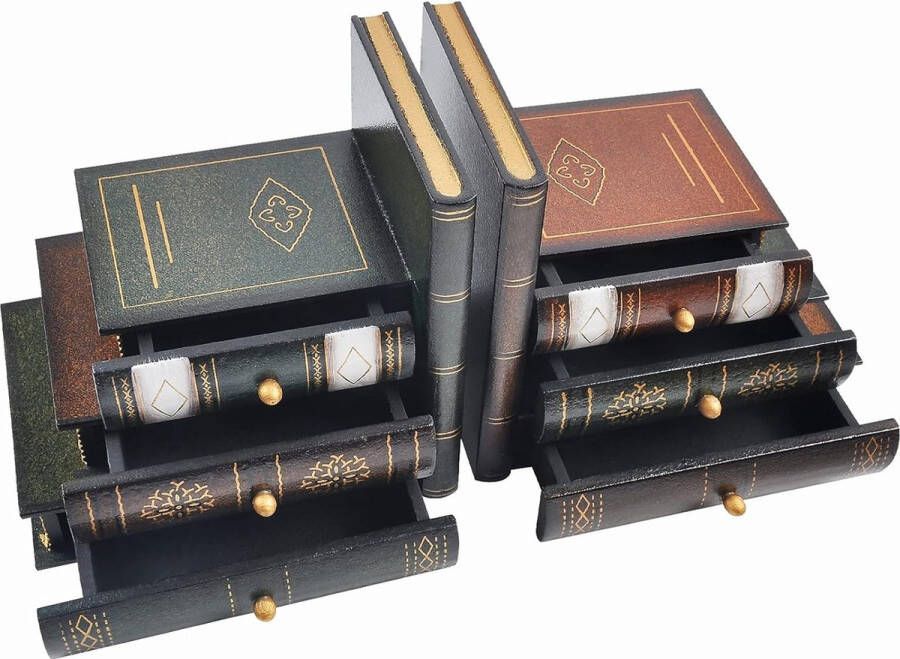 Boeksteunen vintage decoratieve boekenkast van hout valse boekenkast nette boekensteunen voor kantoor bibliotheek of werkkame