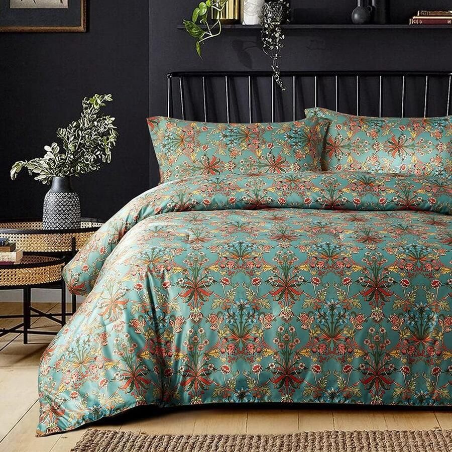 Boheems beddengoed 200 x 200 cm 3-delige Boho beddengoedset Renforce Vintage bloemen omkeerbaar beddengoed zacht microvezel dekbedovertrek met ritssluiting en 2 kussenslopen 80 x 80 cm tweepersoonsbed