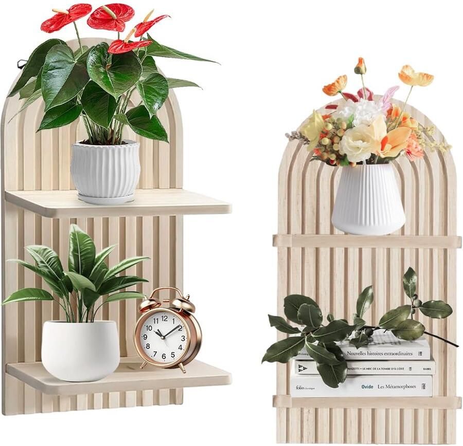 Boheems houten wandrek decoratief en functioneel 1 stuk massief grenenhout