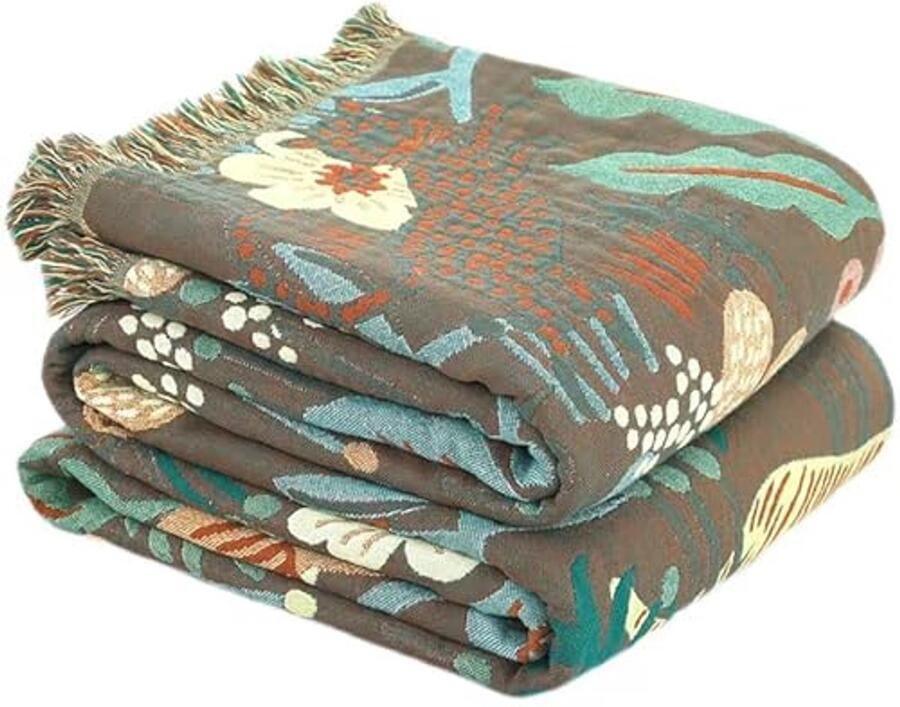 Boheemse Dubbelzijdige Slaapbank Gooi Deken van 100% Katoen 150x200cm Groen