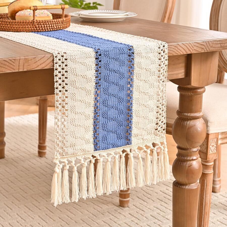 Boheemse Tafelloper Katoen en Canvas 30 x 180 cm