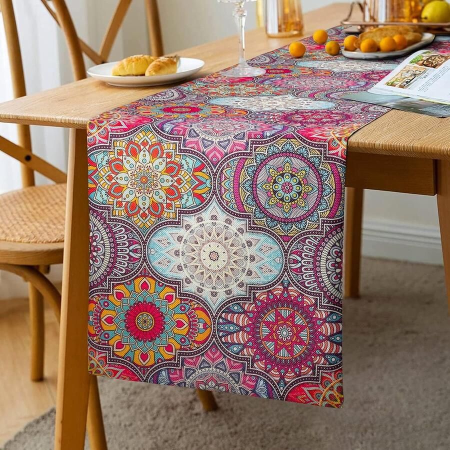 Boheemse Tafelloper Uniek Design 1 stuk 183 x 33 cm