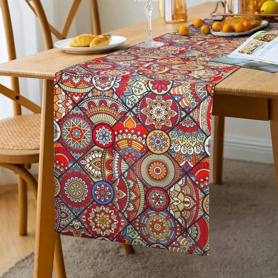 Boheemse Tafelloper Uniek Design 1 stuk 183 x 33 cm
