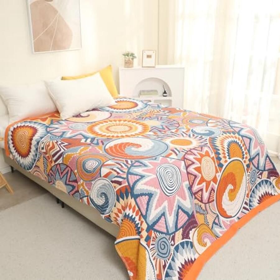 Bohemian Dubbelzijdig Groot Dekbedovertrek 100% Biokatoen Handgeweven Bed- en Bankbedspreid