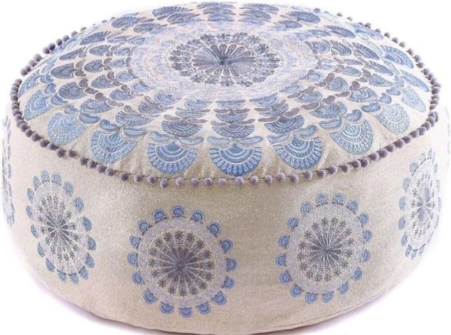 Bohemian Kruk Ottomaanse Hoes -60x20 cm Luxe Kruk met Handgemaakte Kamerdecoratie voor Meditatie Yoga en Boho Chic Zithoek Kruk