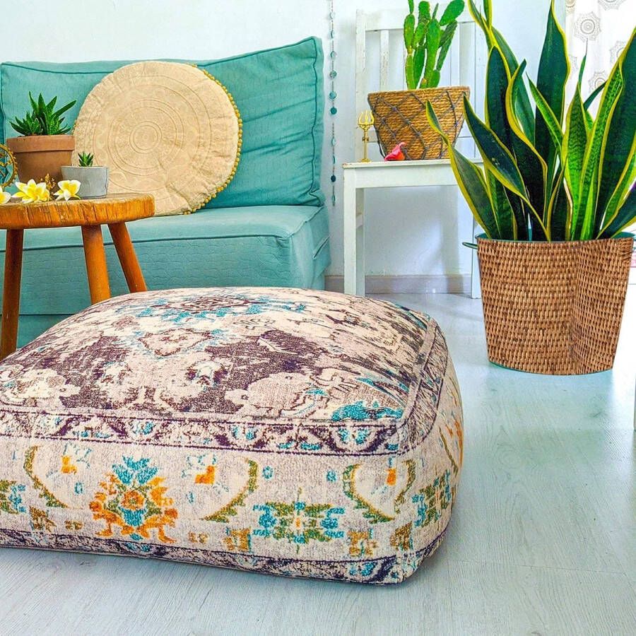 Bohemian Yoga decoratieve vloerkussenhoes 60 x 20 cm vierkante meditatiekussenhoes bedrukte katoenen kruk - Foto 2