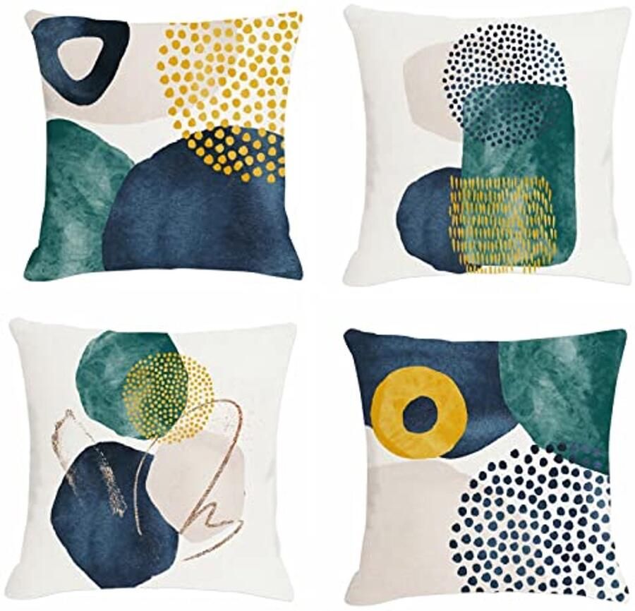 Bohemien Geometrisch Abstracte Kussenslopen Set van 4 Minimalistische Decoratie voor Bank