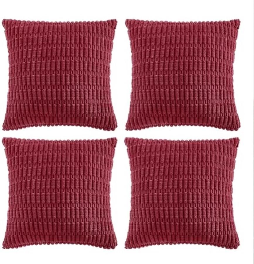 Bohemien kussenslopen set van 4 40 x 40 cm bordeauxrood decoratief corduroy moderne stijl voor bank en slaapkamer