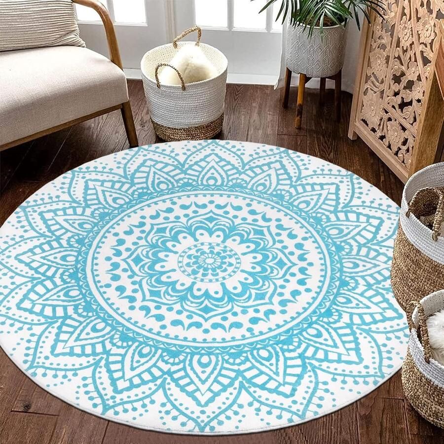 Bohemien Ronde Tapijt Comfortabel en Vlekbestendig 1 stuk 120 cm Microvezel