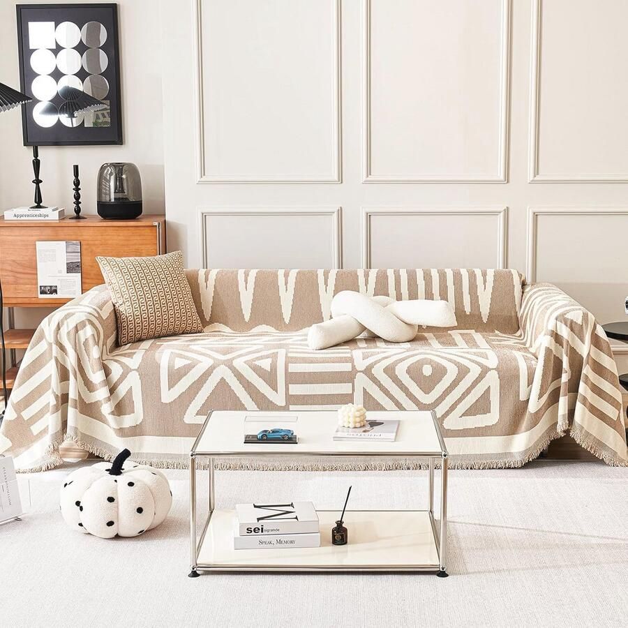 Boho Chenille Bankhoes 3-zits – Wasbare L-vormige Hoes voor Modulaire Banken met Kwastjes