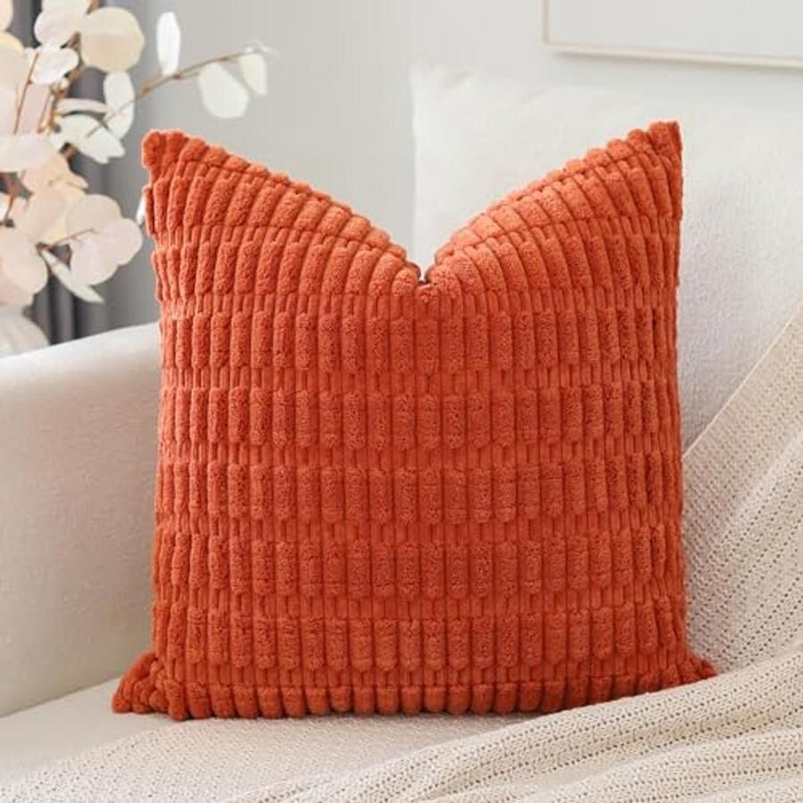 Boho Corduroy Kussenhoes 45x45 cm Super Zacht Gestreept Decoratieve Kussensloop voor Bank en Slaapkamer