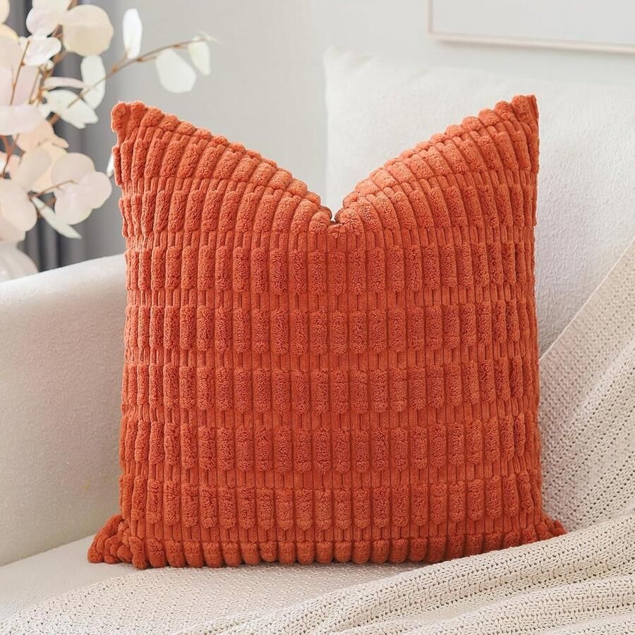 Boho Corduroy Kussenhoes 45x45 cm Super Zacht Gestreept Decoratieve Kussensloop voor Bank en Slaapkamer