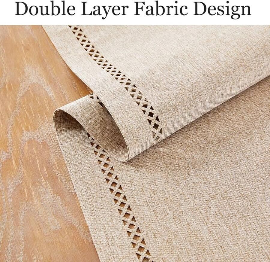 Boho Linnen Stijl Tafelloper 230 cm lichte koffie polyester