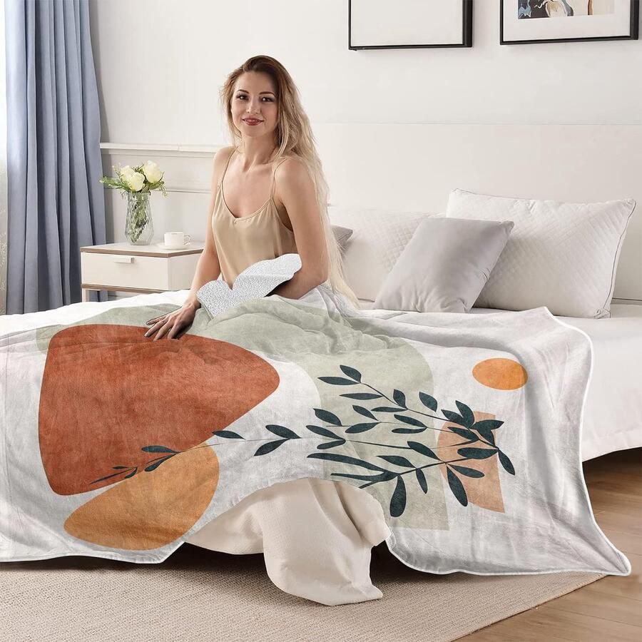 Boho Moon-deken superzachte gezellige warme flanellen deken lichtgewicht decoratieve airconditioningdeken slaapbank woonkamerdecoratie voor volwassenen kinderen 150 cm x 100 cm - Foto 3