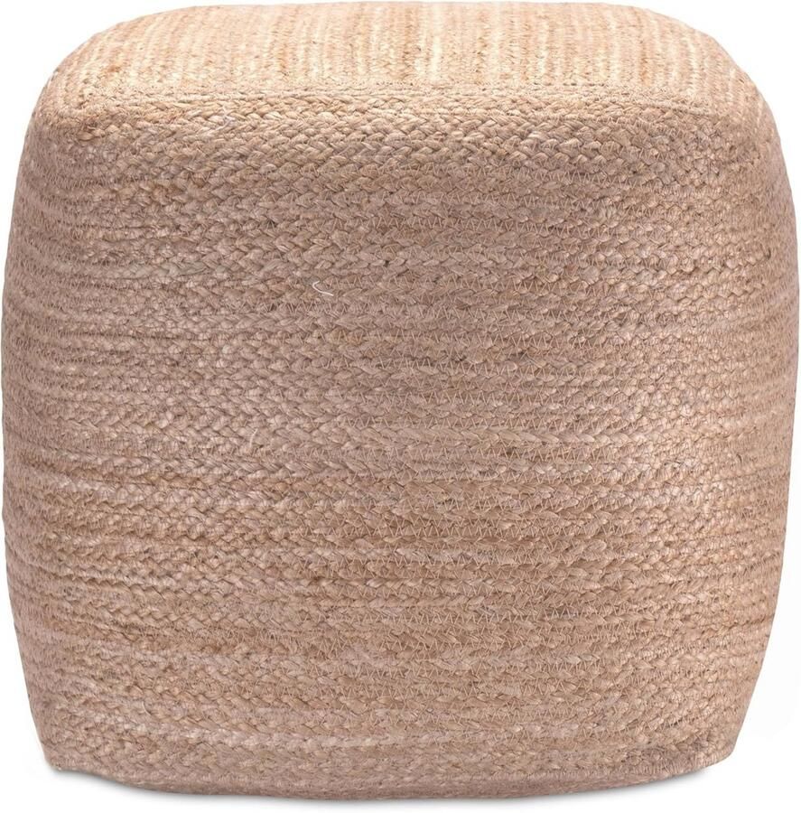 Boho Poef Kruk van Jute – Multifunctionele Voetensteun in Kubusvorm