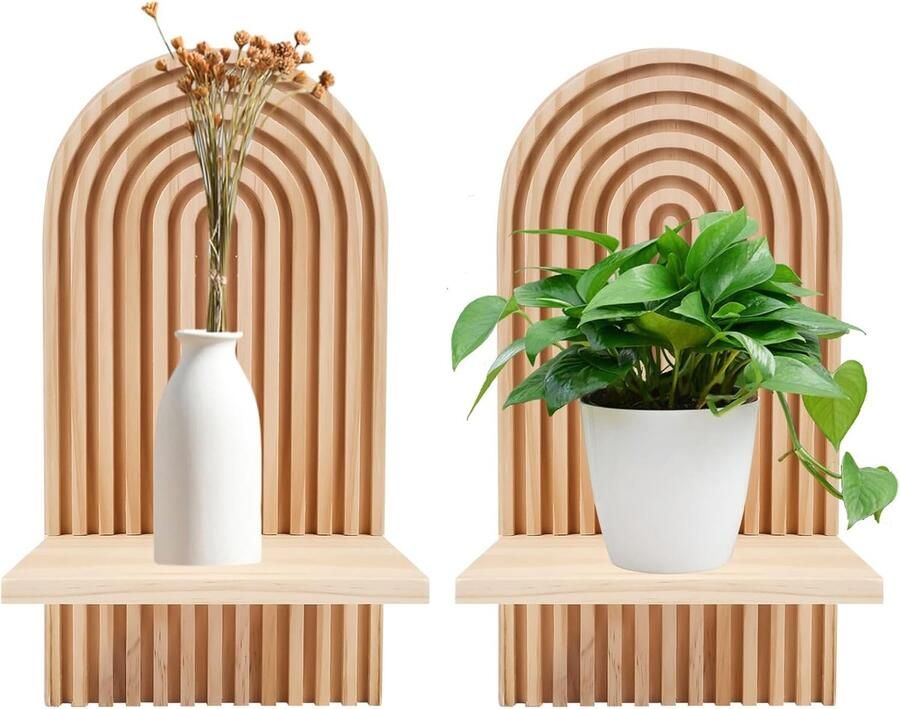 Boho regenboog wandplanken decoratieve hangplanken 2 stuks hout