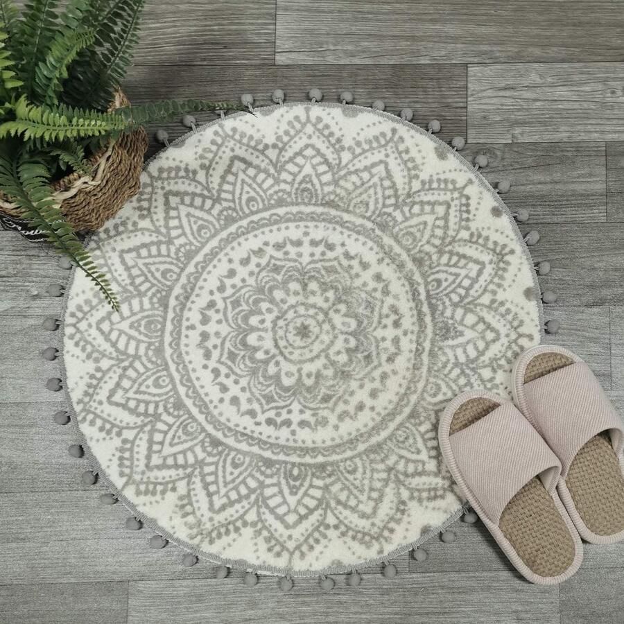 Boho rond tapijt antislip vloerkleed 90 cm zacht