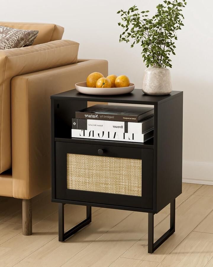 Boho rotan bijzettafel stijlvol en multifunctioneel 1 stuk rotan en hout