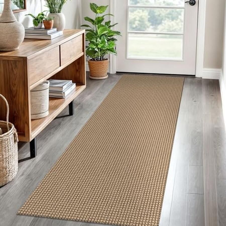 Boho Runner Tapijt 2'x6' Natuurlijk Geweven Katoen Wasbaar Voor Binnen en Buiten