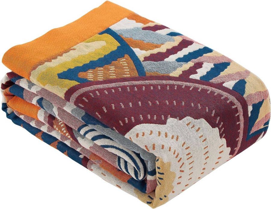 Boho-stijl sprei 150 x 200 cm dekens met patronen katoen geweven bankdeken fauteuildeken omkeerbare deken voor tv of dutje op de stoel eenpersoonsbed