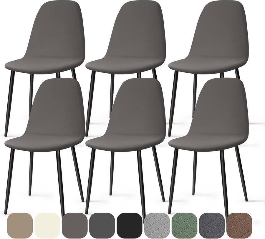 Elastische Stoelhoezen Set van 6 Stretch en Afneembare Eetstoelhoezen voor Thuis en Horeca Wasbare Stoelbekleding (Grijs)