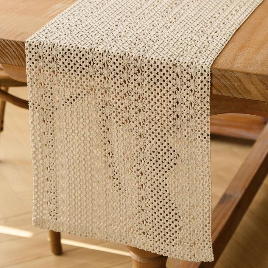 Boho Tafelloper Beige 1 stuk Katoen Polyester 30 x 180 30 x 140 cm