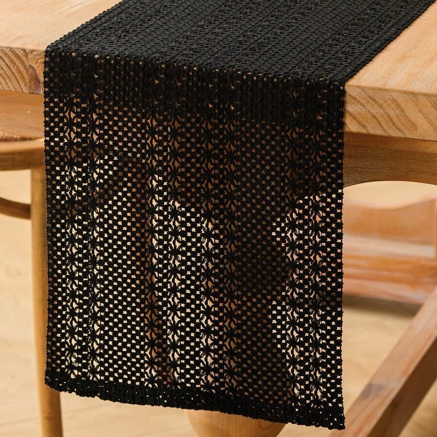 Boho Tafelloper Beige Katoen en Polyester 30 x 180 30 x 140 cm