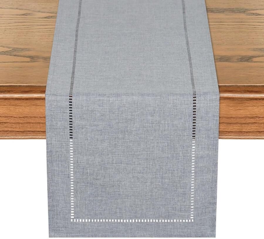 Boho Tafelloper Elegante uitstraling 1 stuk Grijs Polyester 33x238 cm