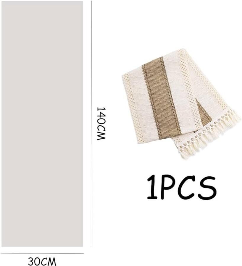 Boho Tafelloper met Kwastjes Tafeldecoratie 1 stuk Katoen en Linnen