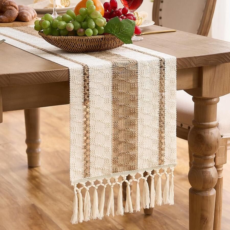 Boho Tafelloper Modern en Elegant 1 stuk Katoen en Linnen 30 x 183 cm