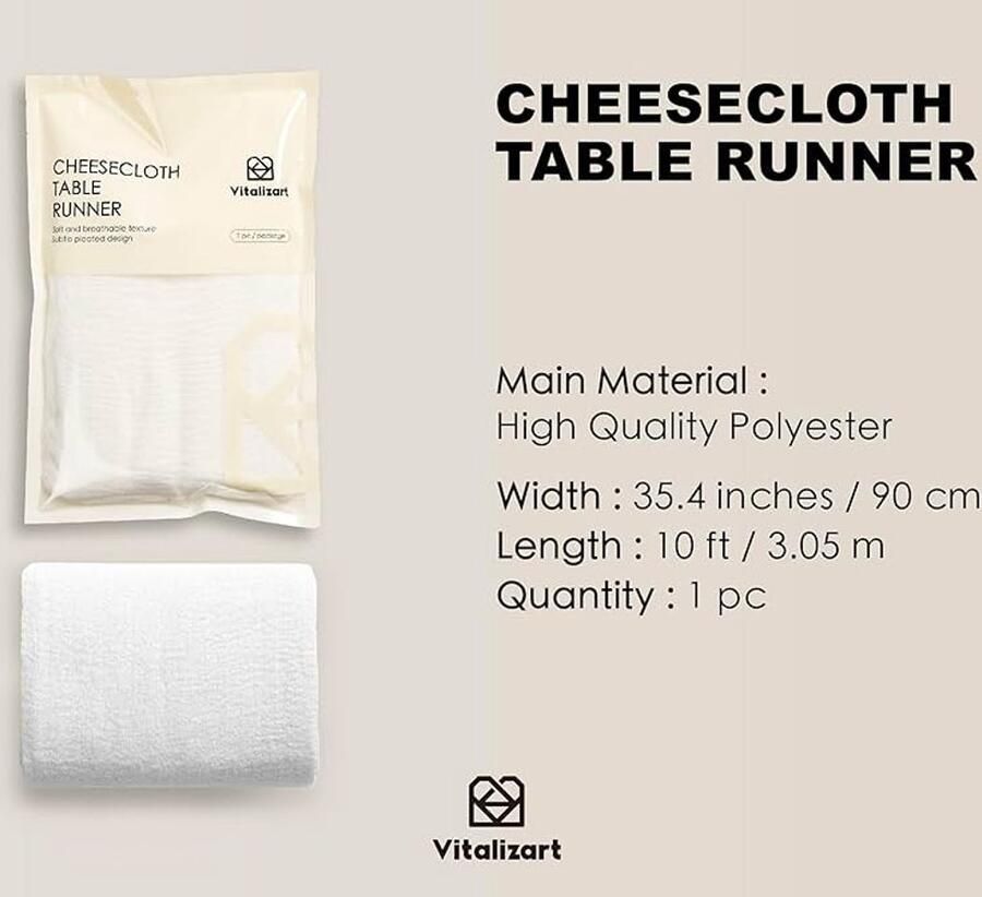 Boho Tafelloper Wit 90 x 300 cm Polyester